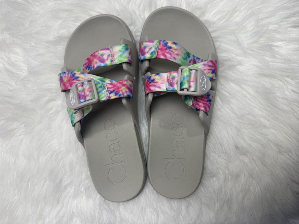 Chaco Chillos Slide Women's Light Tie Dye Gray Pastel Adjustable Sandals Size 8